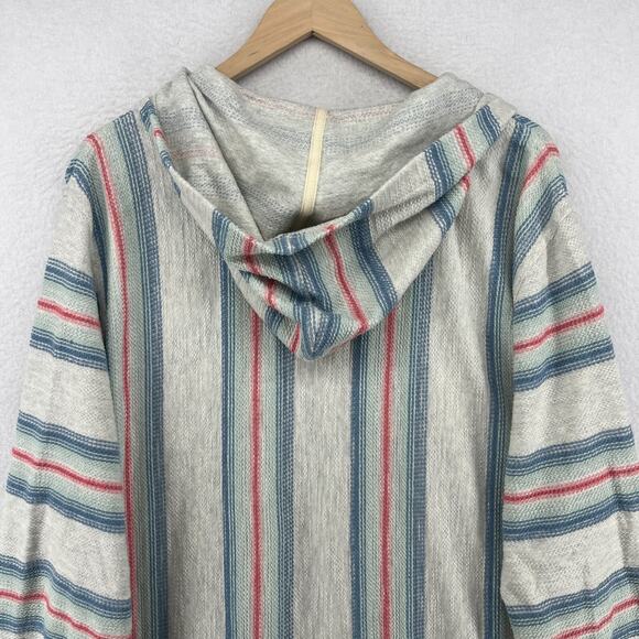FAHERTY Hoodie Mens XL Biarritz Pacific Break Stripe Textured Boho Cotton Gray - Picture 5 of 16